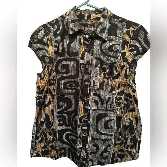 Women’s Harley Davidson button down Hawaiian casual blouse - Picture 1 of 4